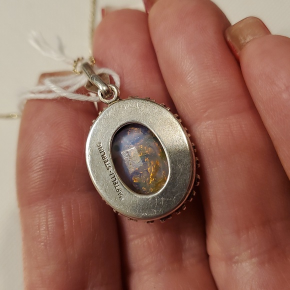 Elegant Gold and Genuine Opal Australia Pendant Necklace. - Picture 7 of 7